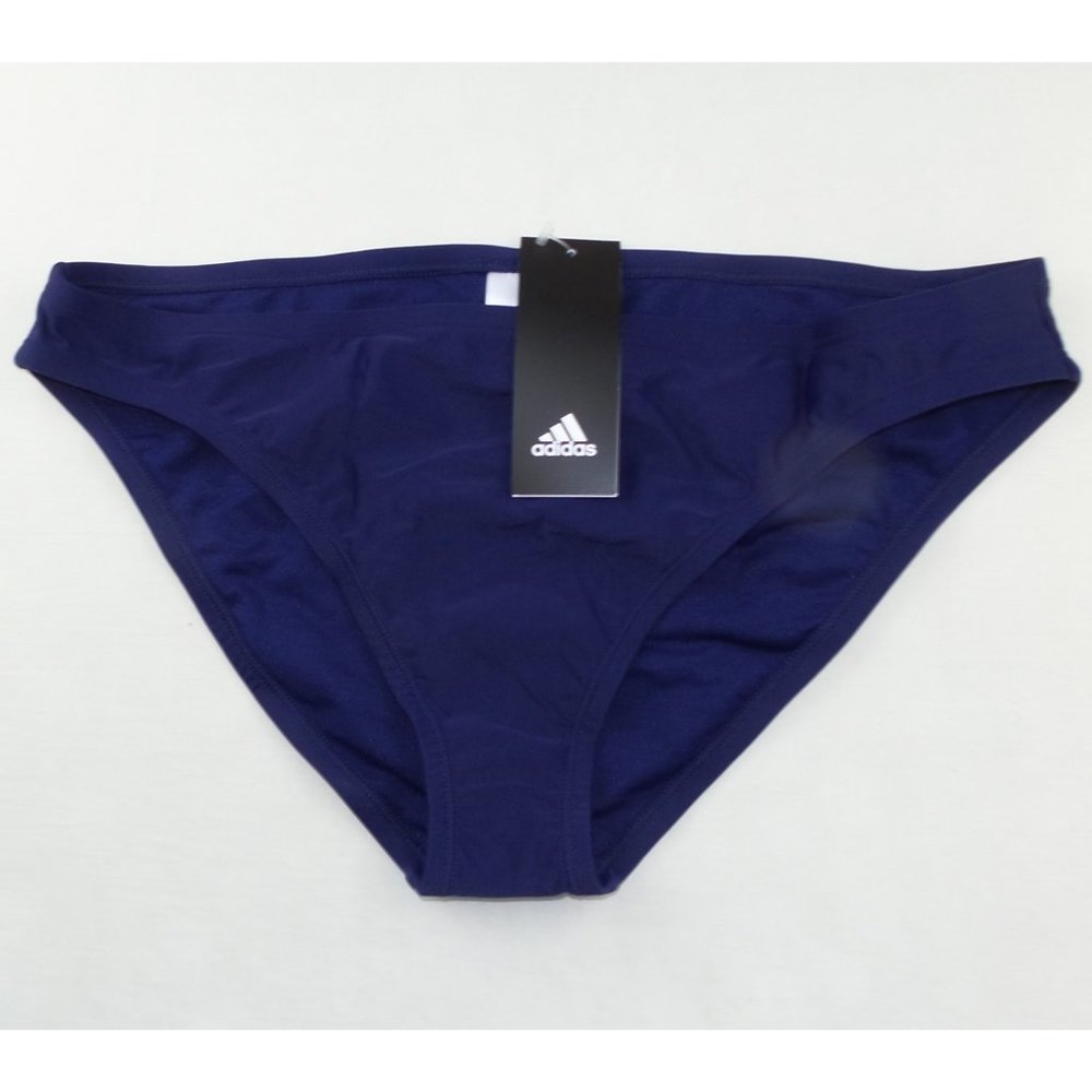 adidas Women's Bikini Bottoms XL Navy Hipster Swim Brief Volley Sexy Logo New